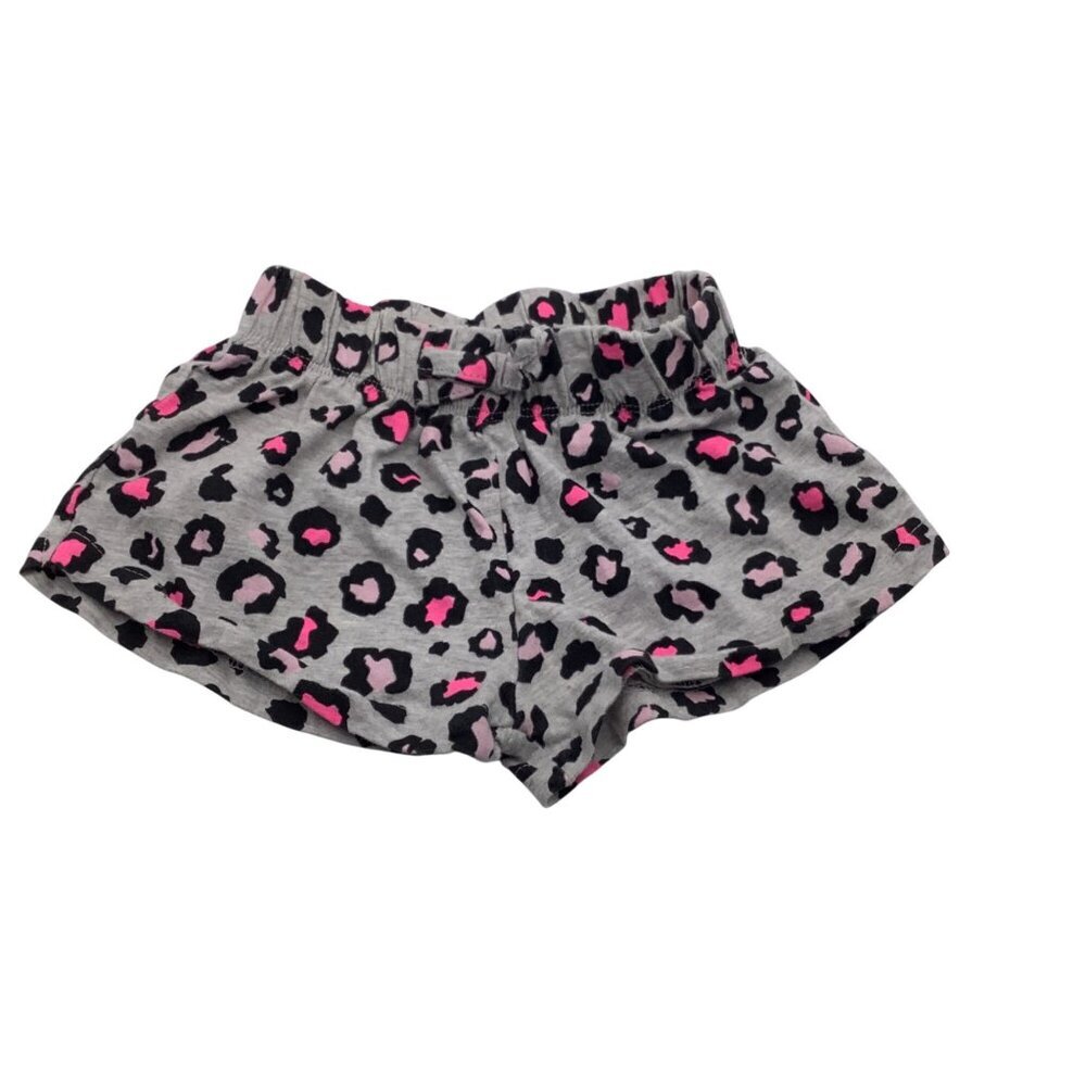 Free Style Toddler Girls Leopard Print Shorts 3T Gray Pink Cotton Elastic Waist‎